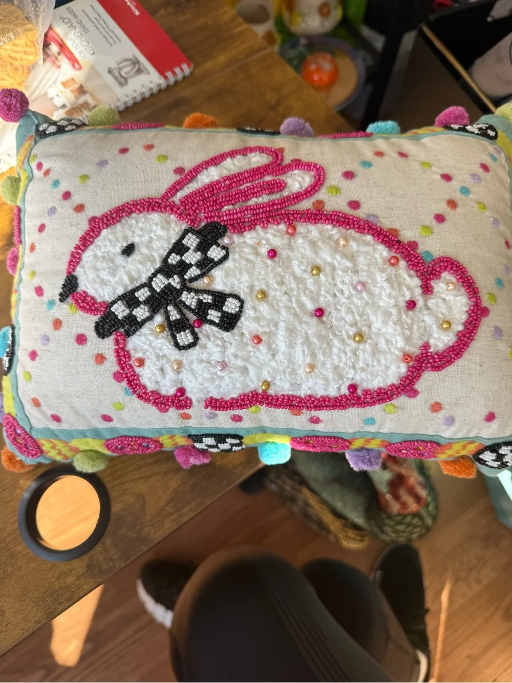MacKenzie-Child’s NWT Easter bunny decorative pillow